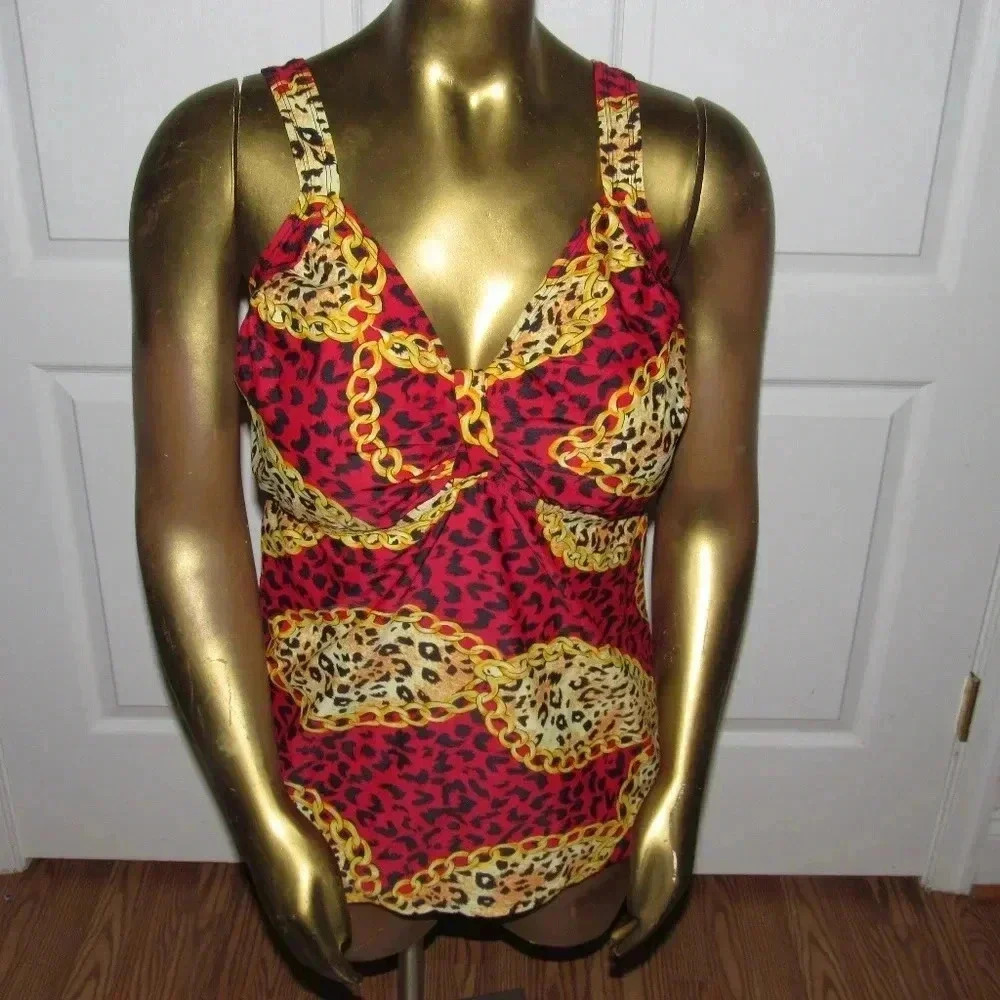ALWAYS FOR ME Chic Prints Tankini Swimsuit Top 22W - Picture 2 of 7